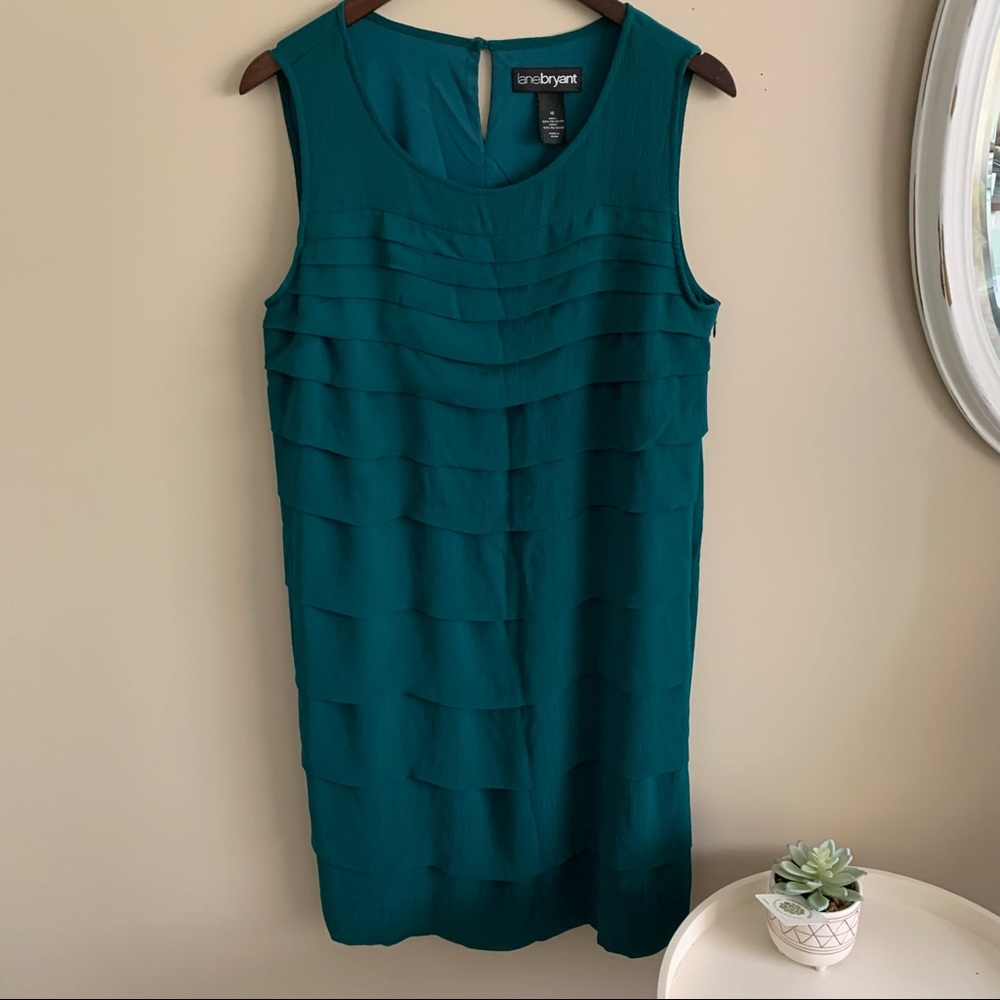 Lane Bryant Green Tiered Sleeveless Dress Size 16